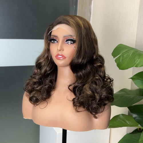 #4/27 Highlight 5x5 Glueless Double Drawn Bouncy Curl Transparent Lace Closure Wig | Human Hair Wig | Lace Front
